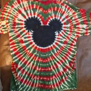 Hanes Kids Red and Green Tie-Dye Shirt